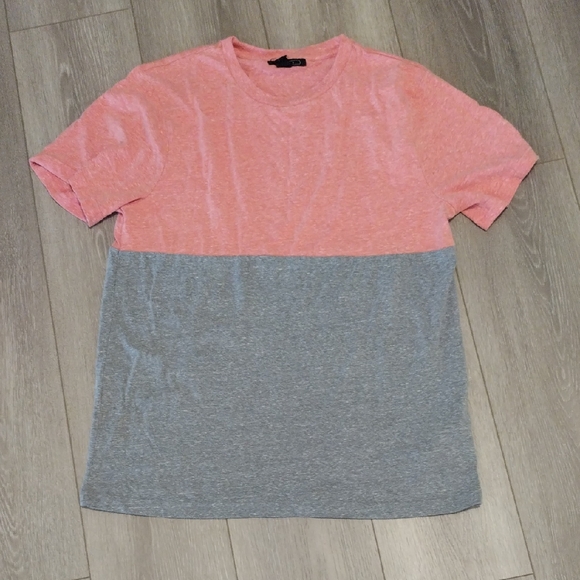 Colorblock Coral Pink and Gray T-Shirt - Picture 1 of 10